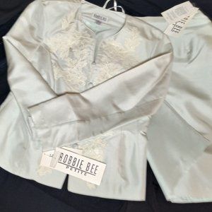 100% Silk Shantung Skirt Suit